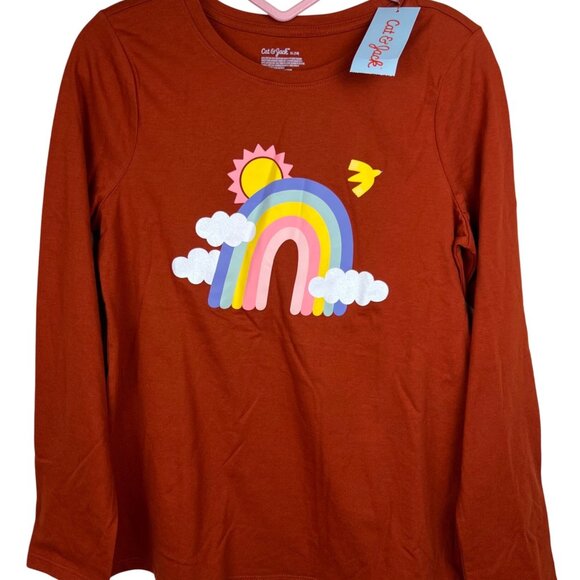 Cat & Jack Burnt Orange Rainbow Tee - Picture 1 of 9